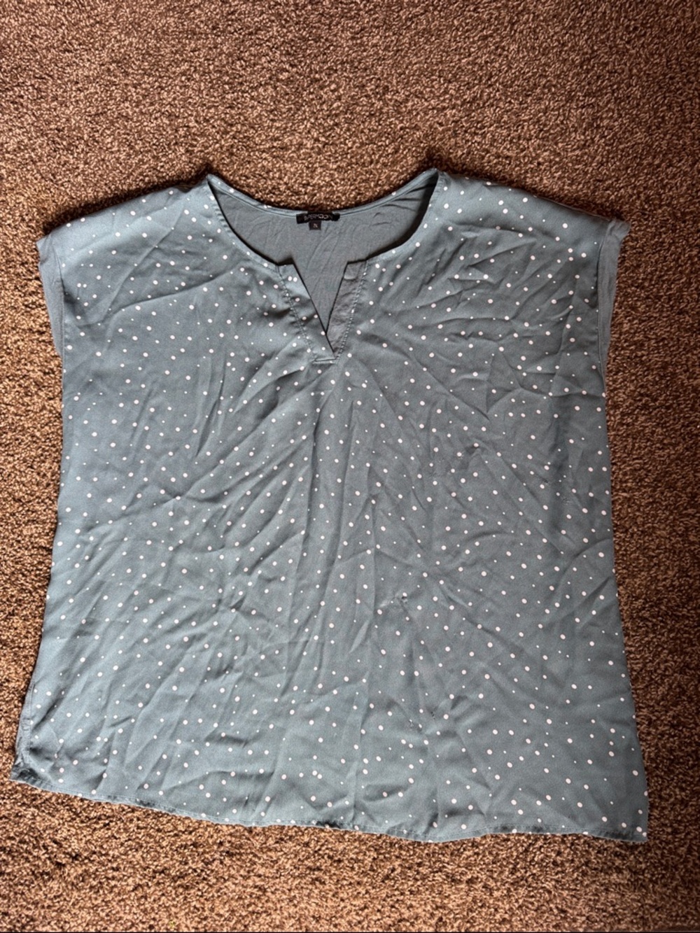 Polka Dot Notch Neck Women's Top - Teal 2x